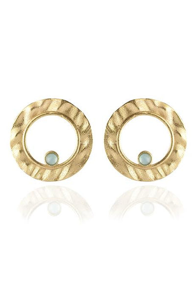 Avani Del Amour JEWELRY OS / GOLD/LIME CHALCEDONY LIME CHALCEDONY CIRCLE STUD EARRING