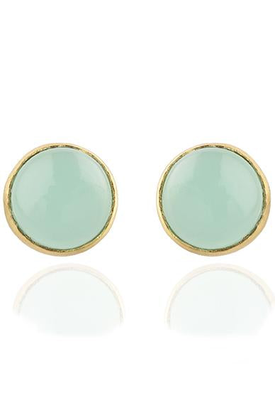 Avani Del Amour JEWELRY OS / GOLD/LIME CHALCEDONY LIME CHALCEDONY ROUND STUD EARRING