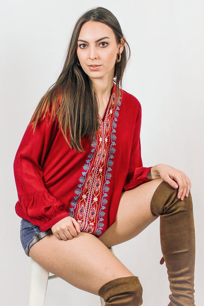 Avani Del Amour TOP Code Red Embroidered Tunic