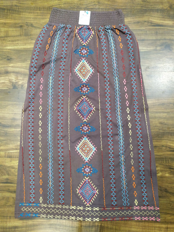 Brown skirt with vibrant embroidery (S1111)