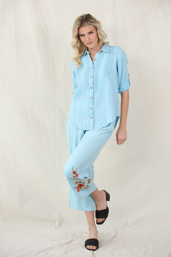 Blue button-down shirt (S2070)