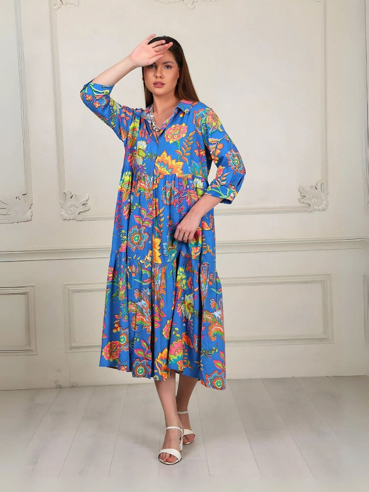 Avani Del Amour Dress Bold Floral Midi-Length Dress
