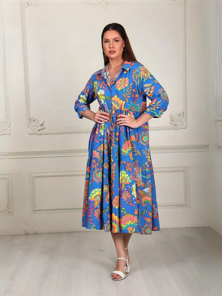Avani Del Amour Dress Bold Floral Midi-Length Dress