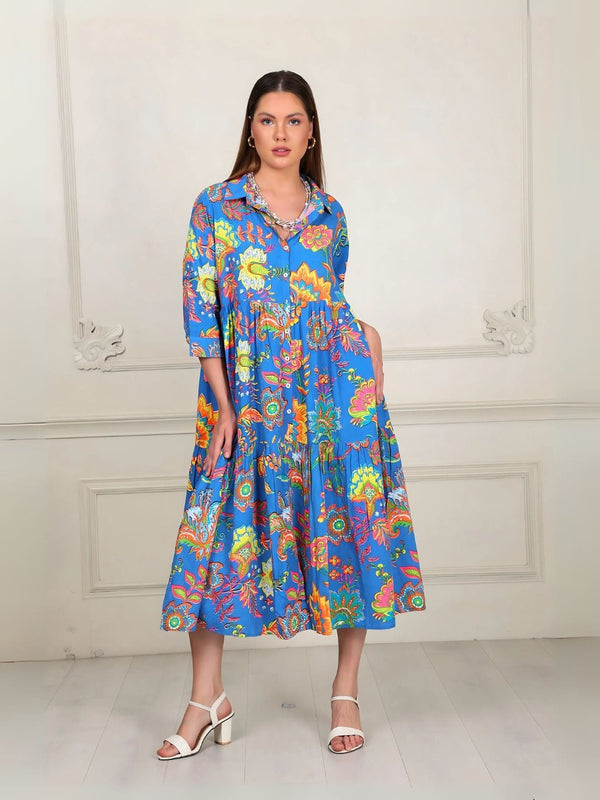 Avani Del Amour Dress Bold Floral Midi-Length Dress