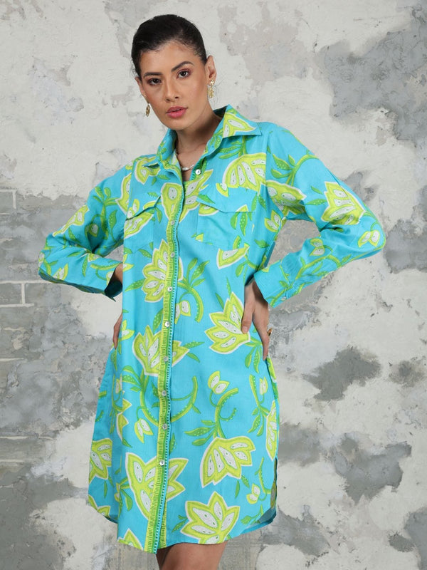 Avani Del Amour Dress Dancing Flower Long Sleeve Shirt Dress