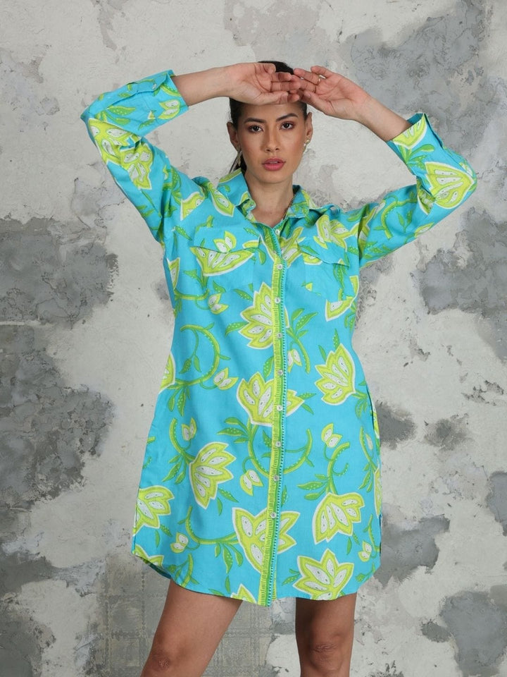 Avani Del Amour Dress Dancing Flower Long Sleeve Shirt Dress