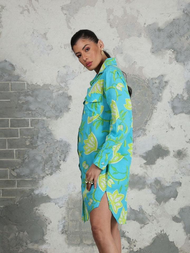 Avani Del Amour Dress Dancing Flower Long Sleeve Shirt Dress