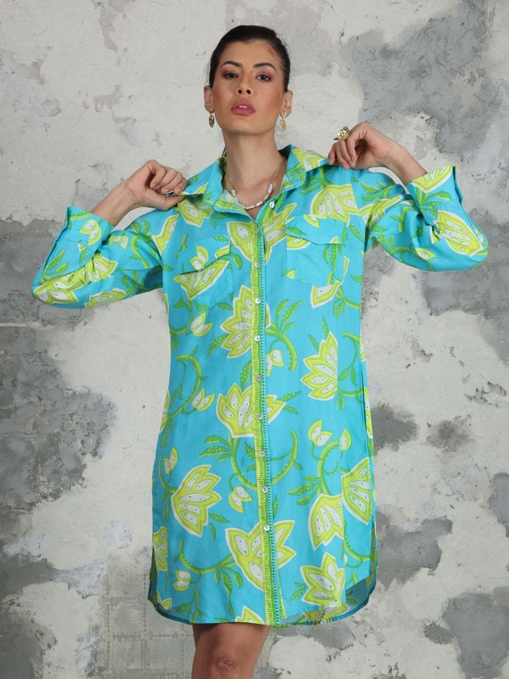 Avani Del Amour Dress Dancing Flower Long Sleeve Shirt Dress