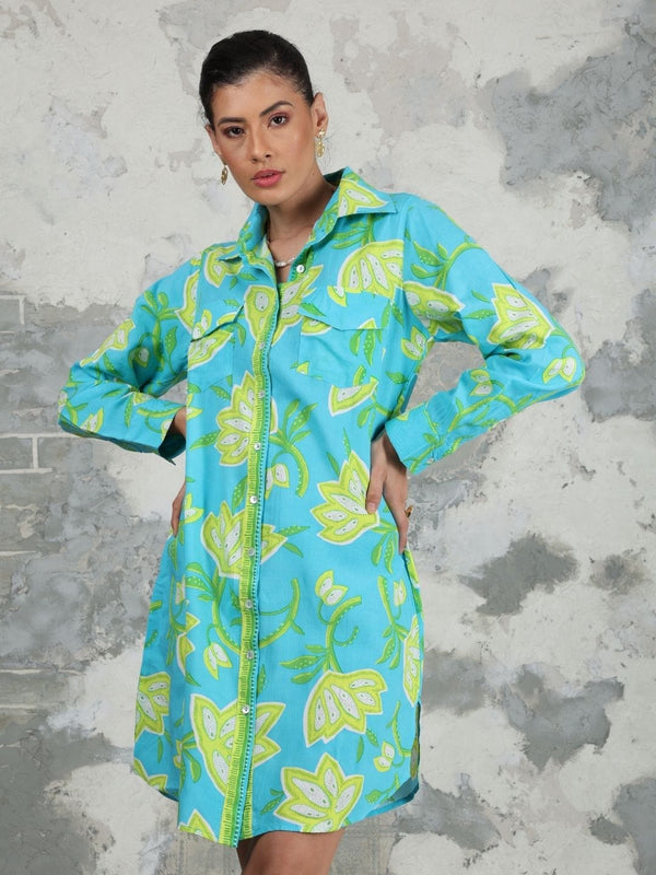Avani Del Amour Dress Dancing Flower Long Sleeve Shirt Dress