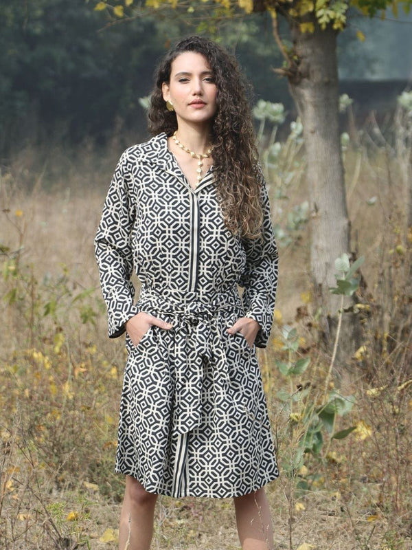 Avani Del Amour Dress Geometric Printed Shirt Dress