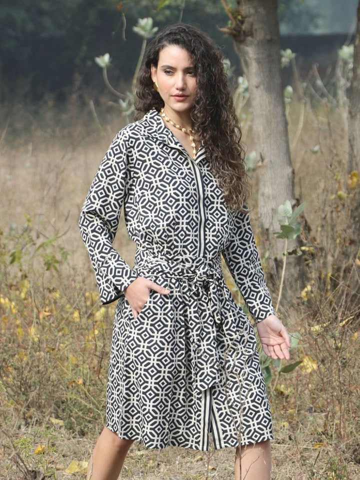 Avani Del Amour Dress Geometric Printed Shirt Dress