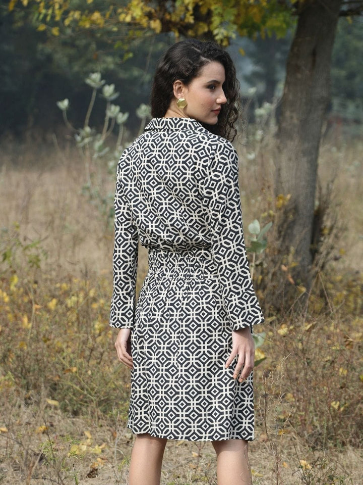 Avani Del Amour Dress Geometric Printed Shirt Dress