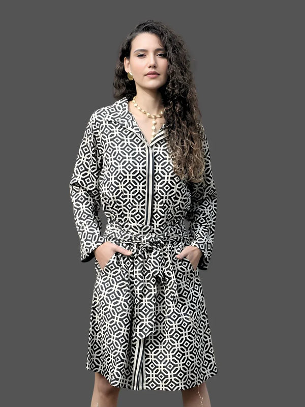 Avani Del Amour Dress Geometric Printed Shirt Dress