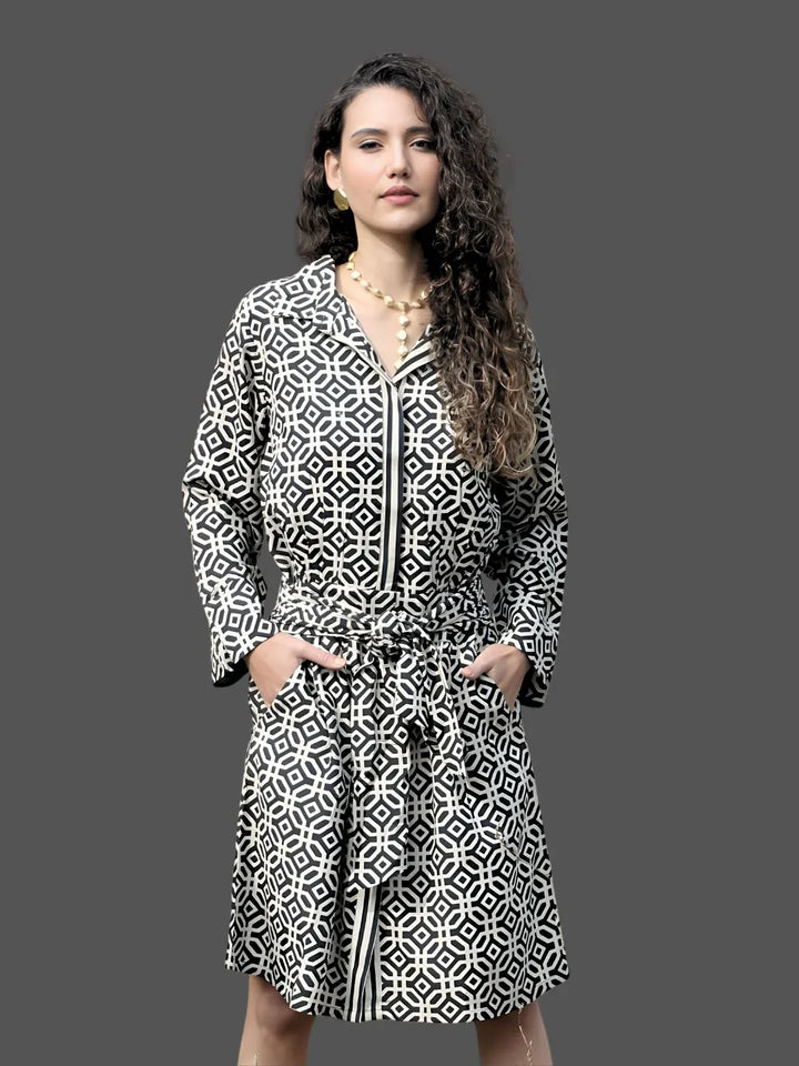 Avani Del Amour Dress Geometric Printed Shirt Dress