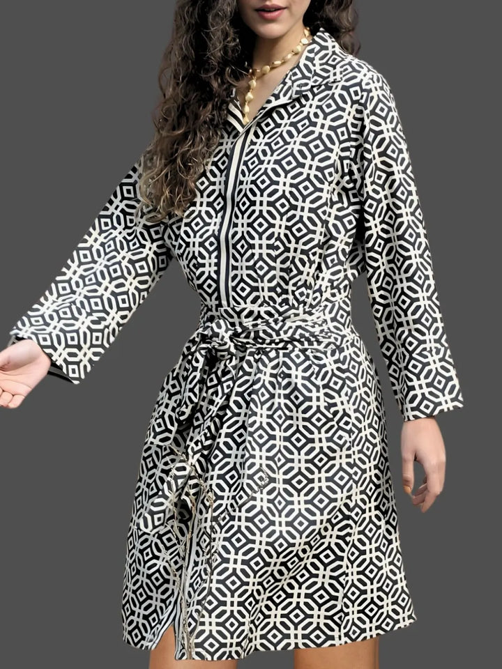 Avani Del Amour Dress Geometric Printed Shirt Dress