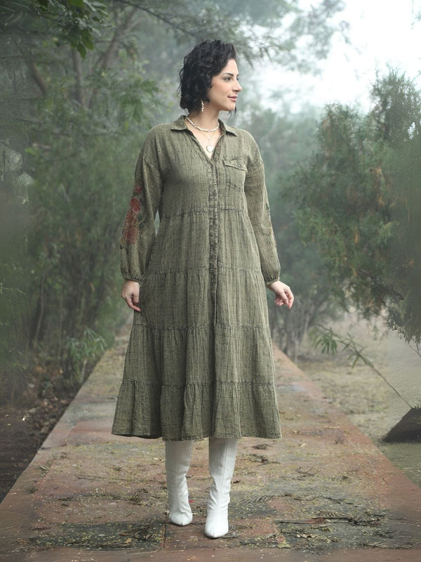Avani Del Amour Dress Olive Tiered Maxi Dress