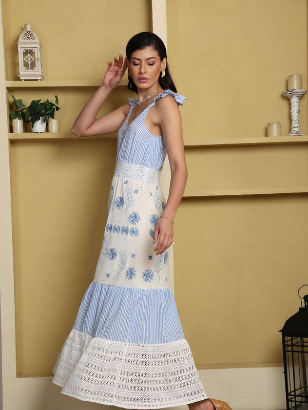 Avani Del Amour Dress Seersucker Tiered Maxi-Sundress