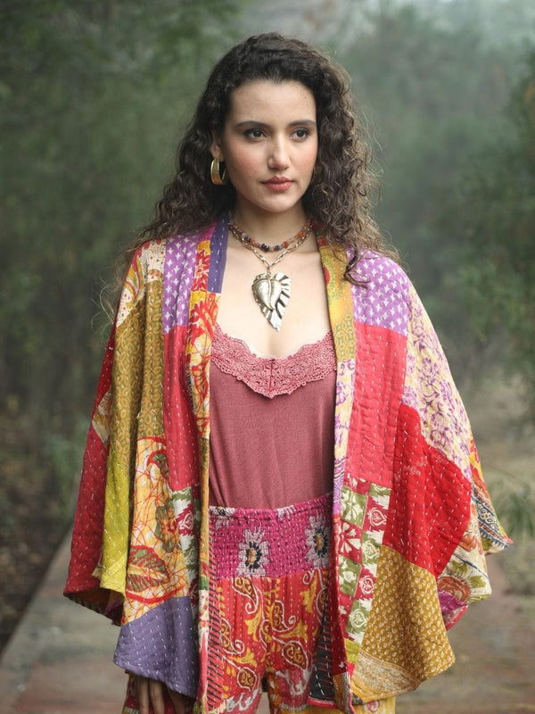 Avani Del Amour Jacket Bohemian Patchwork Kantha Kimono