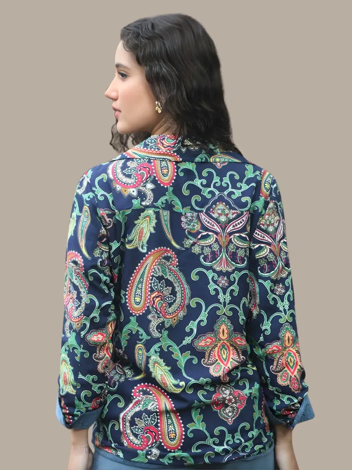 Avani Del Amour Jacket Denim Blue Reversible Embroidered Jacket