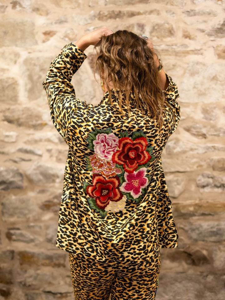 Avani Del Amour Jacket Leopard Print Embroidered Regular Jacket