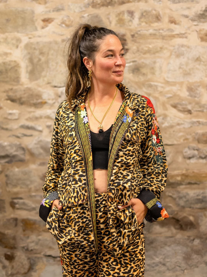Avani Del Amour Jacket Leopard Print Embroidered Regular Jacket