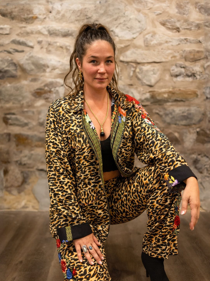 Avani Del Amour Jacket Leopard Print Embroidered Regular Jacket