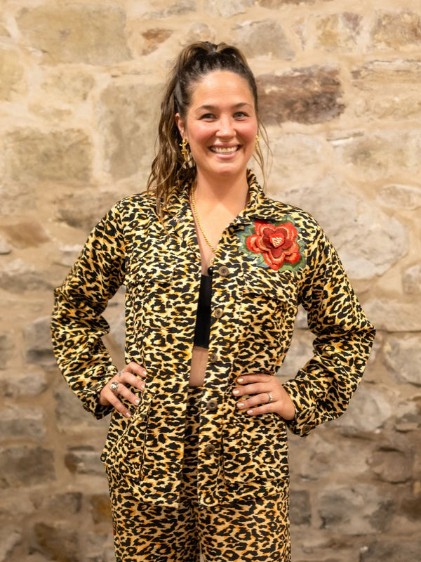 Avani Del Amour Jacket Leopard Print Embroidered Regular Jacket