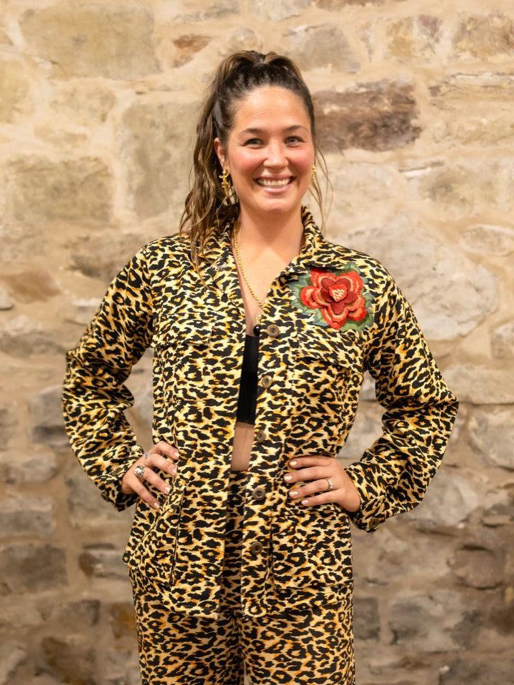 Avani Del Amour Jacket Leopard Print Embroidered Regular Jacket
