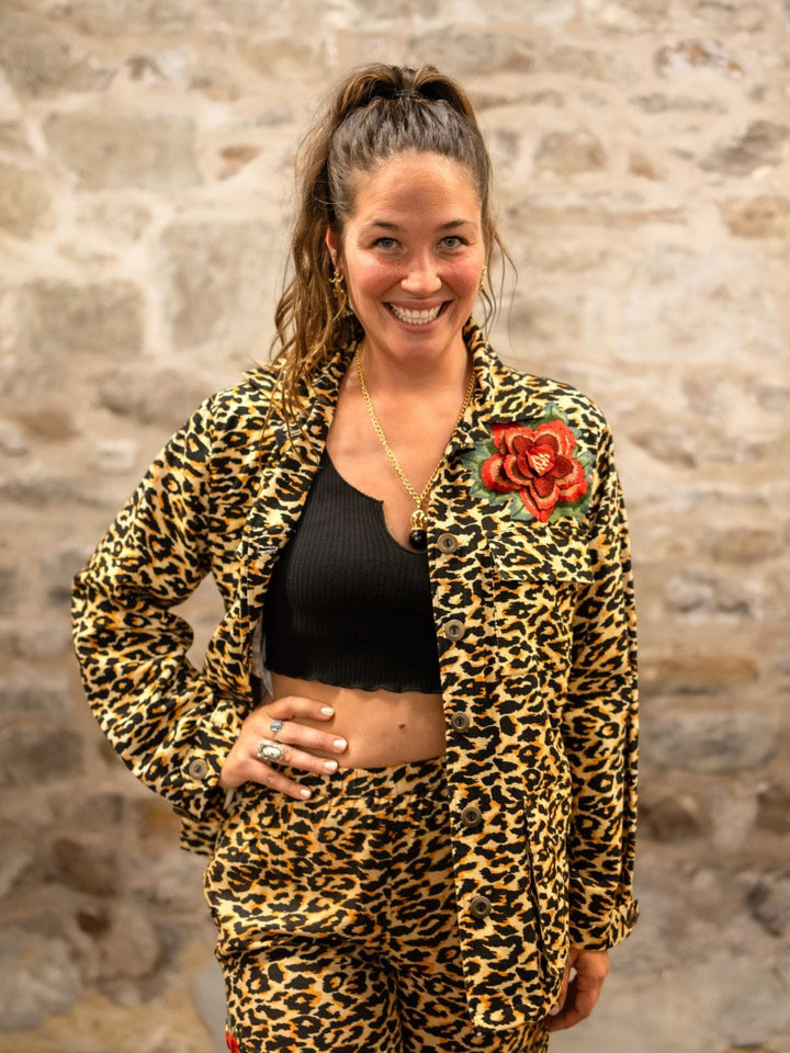 Avani Del Amour Jacket Leopard Print Embroidered Regular Jacket
