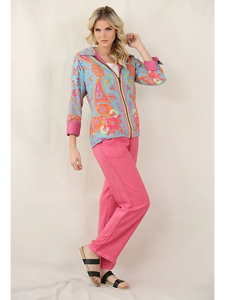 Avani Del Amour Jacket Pink Embroidered Reversible Weekender Jacket