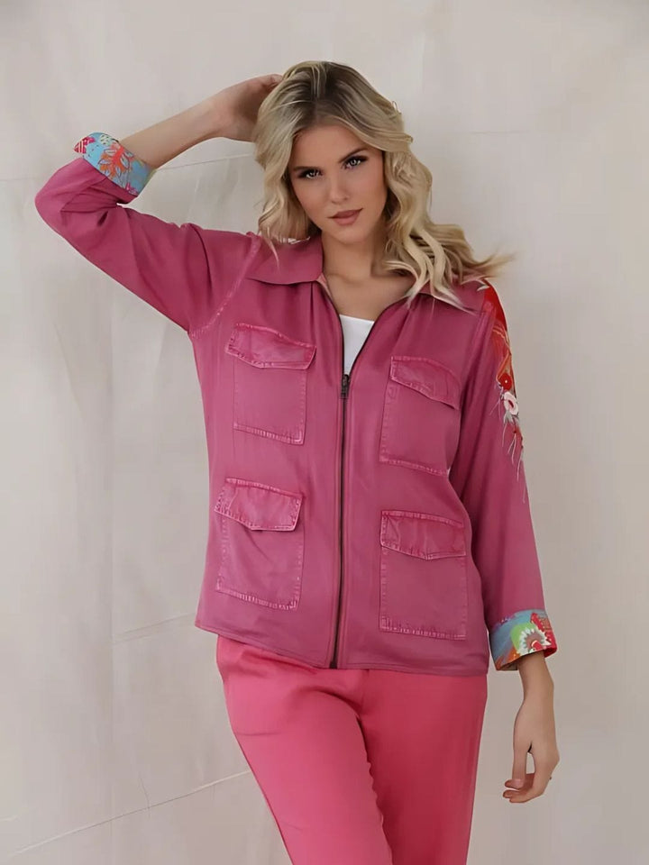 Avani Del Amour Jacket Pink Embroidered Reversible Weekender Jacket