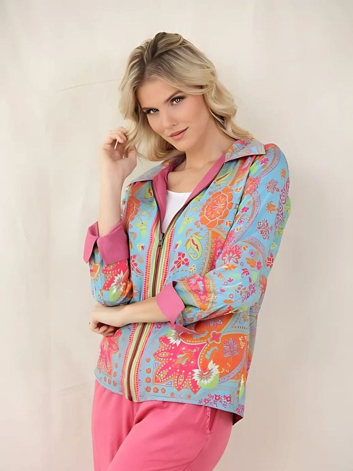 Avani Del Amour Jacket Pink Embroidered Reversible Weekender Jacket