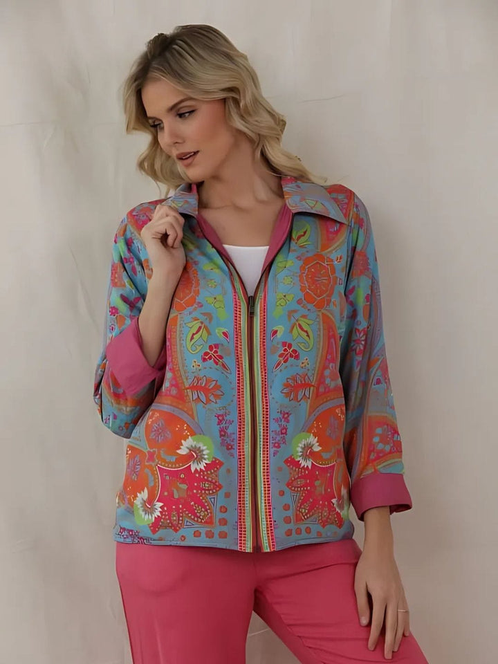 Avani Del Amour Jacket Pink Embroidered Reversible Weekender Jacket