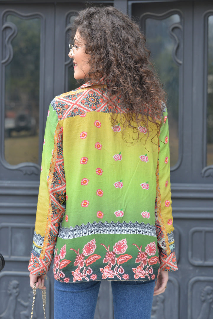 Avani Del Amour Jacket Reversible Embroidered Leopard Print Utility Jacket
