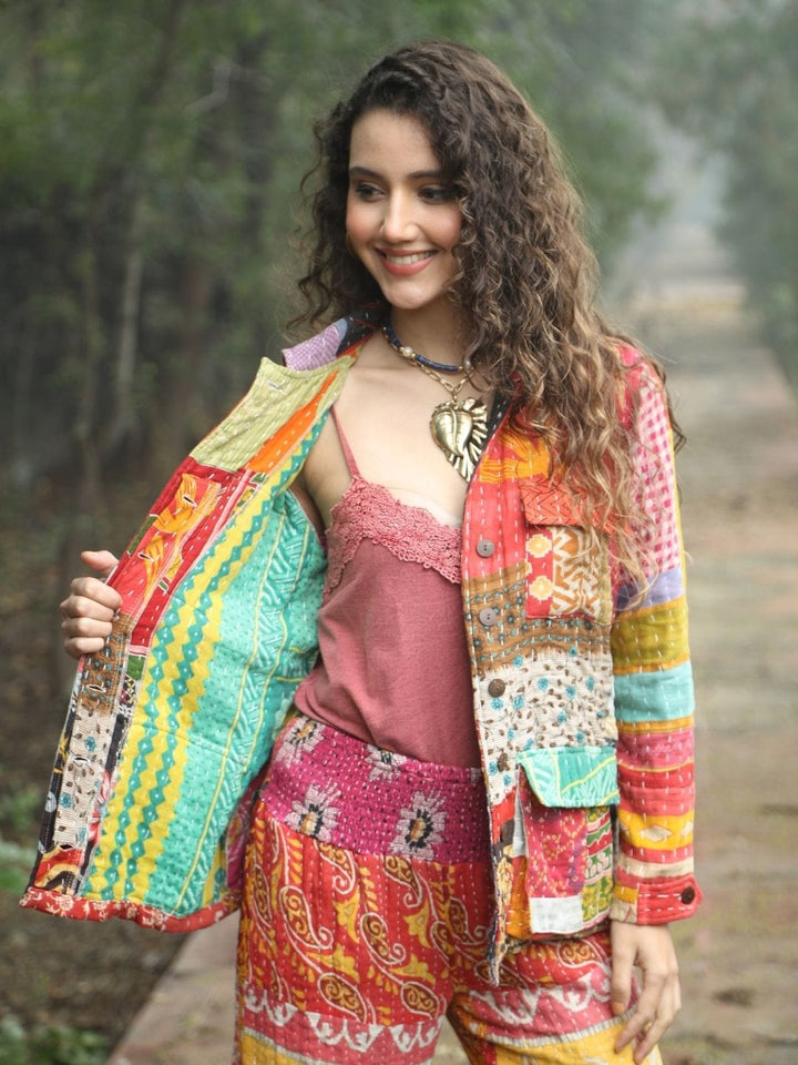 Avani Del Amour Jacket Rustic Kantha Patchwork Jacket