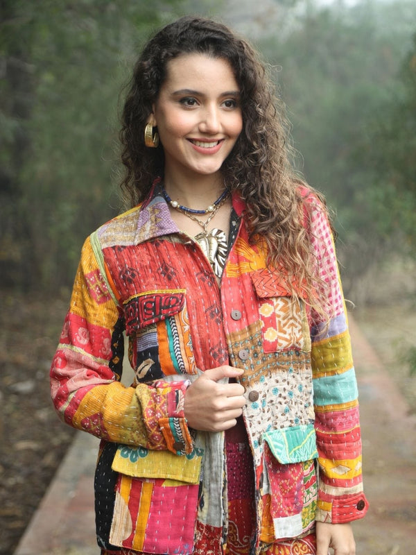 Avani Del Amour Jacket Rustic Kantha Patchwork Jacket