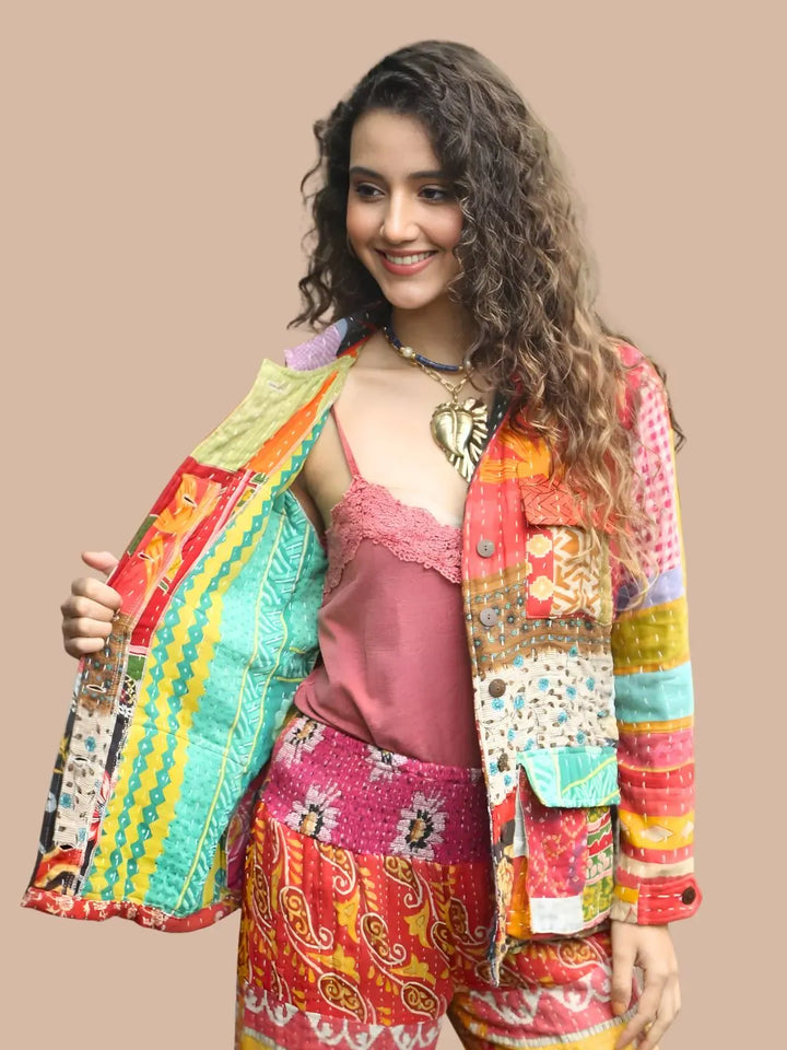 Avani Del Amour Jacket Rustic Kantha Patchwork Jacket