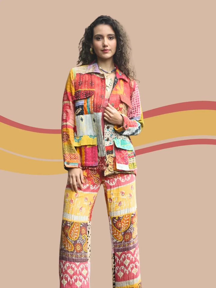 Avani Del Amour Jacket Rustic Kantha Patchwork Jacket