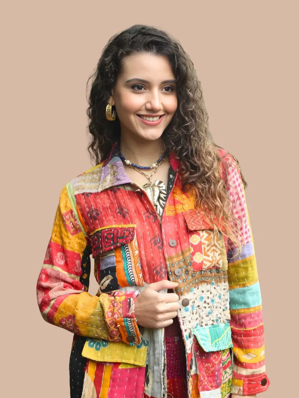 Avani Del Amour Jacket Rustic Kantha Patchwork Jacket