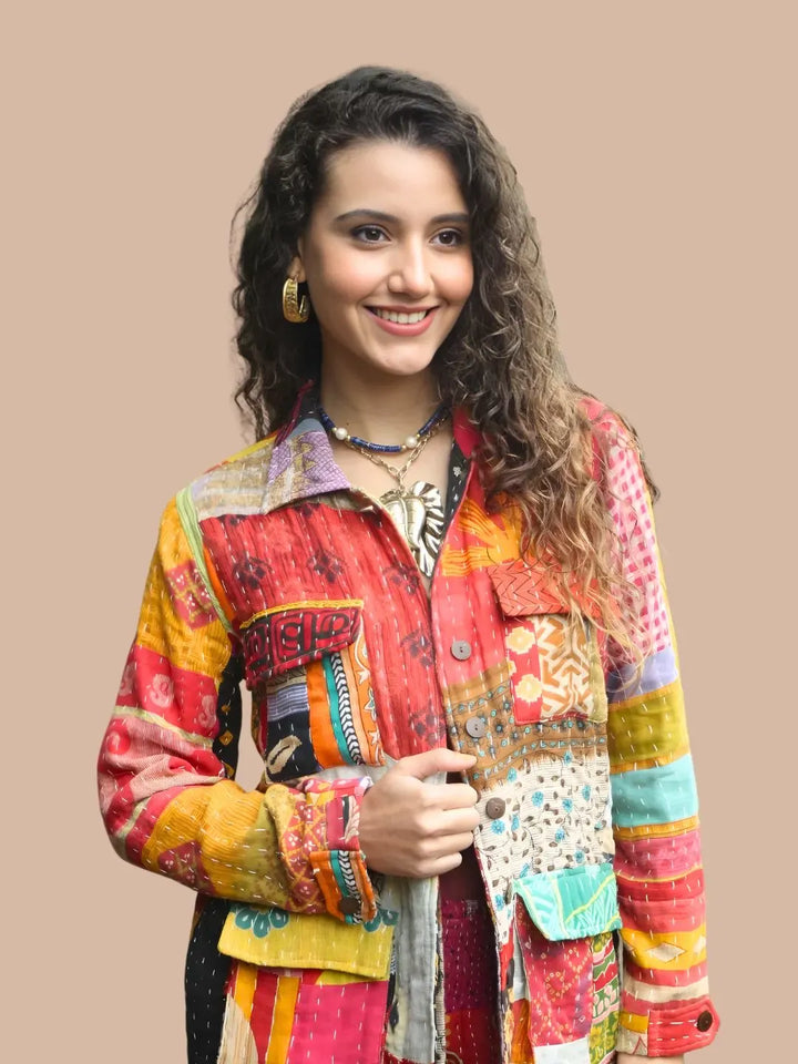 Avani Del Amour Jacket Rustic Kantha Patchwork Jacket