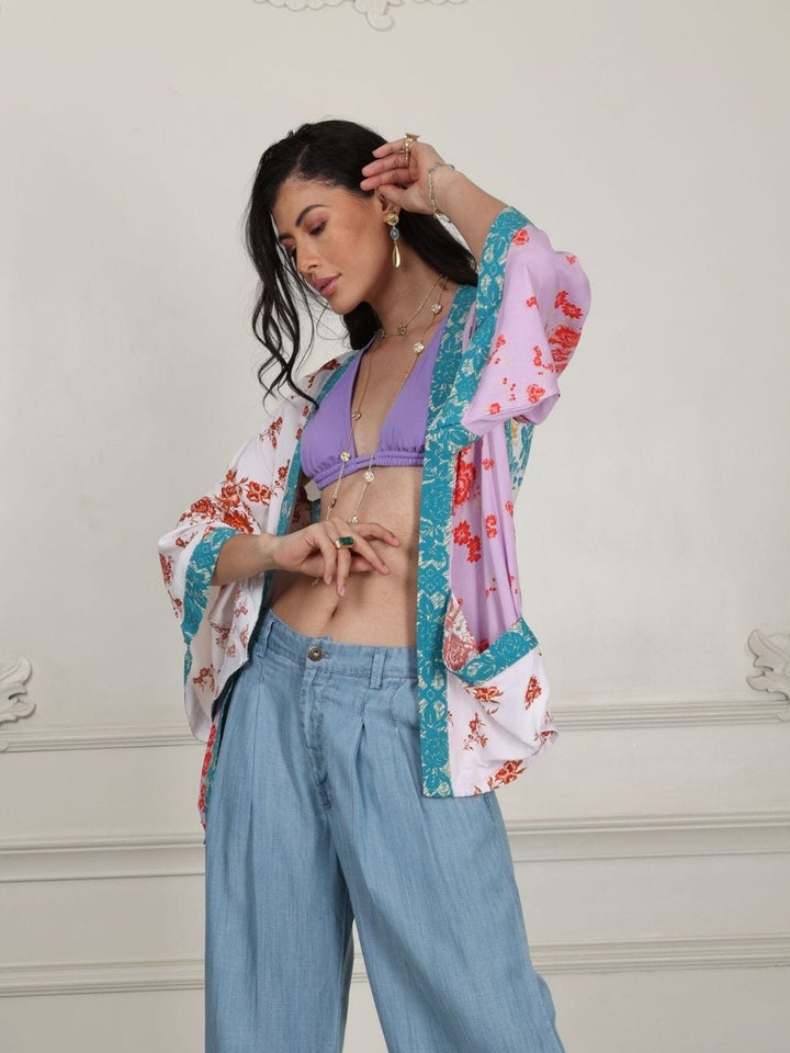 Avani Del Amour Kimono Dress Multiple Color Short Floral Kimono