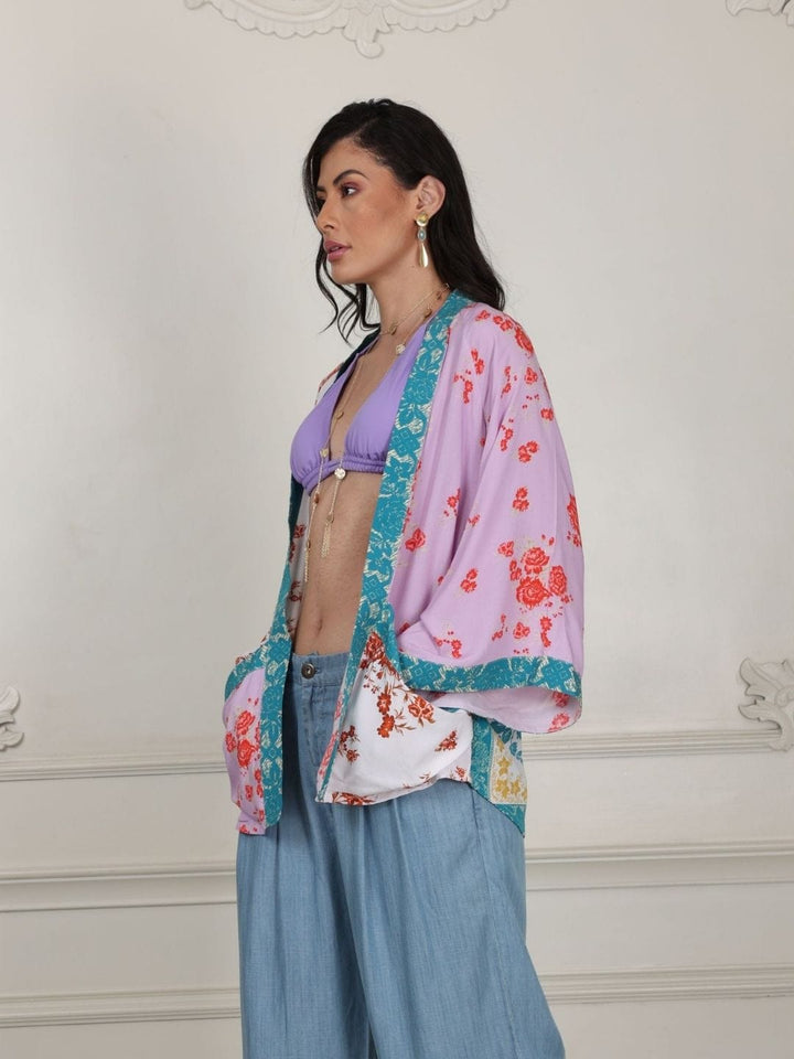 Avani Del Amour Kimono Dress Multiple Color Short Floral Kimono