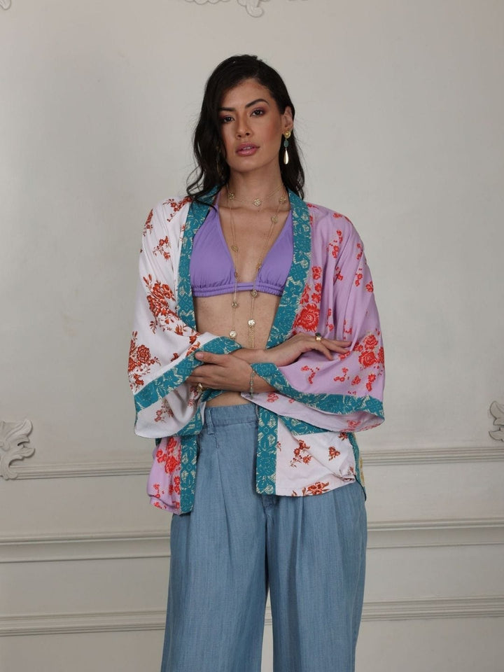Avani Del Amour Kimono Dress Multiple Color Short Floral Kimono
