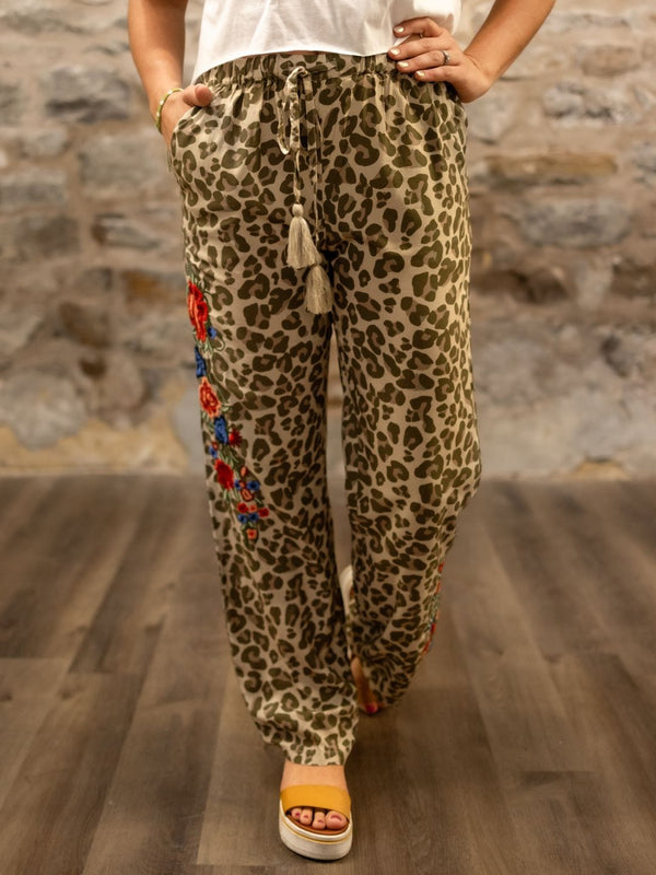Avani Del Amour Pant Animal Print Embroidered Lounge Pants
