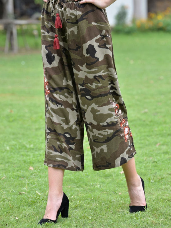Avani Del Amour Pant Camouflage Printed Embroidered Pant