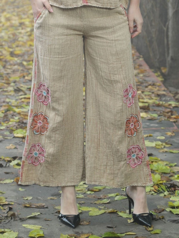 Avani Del Amour Pant Sand Bloom & Breeze Embroidered Wide-Leg Pants