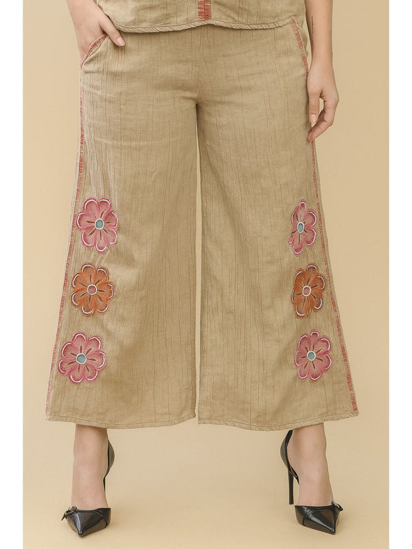 Avani Del Amour Pant Sand Bloom & Breeze Embroidered Wide-Leg Pants