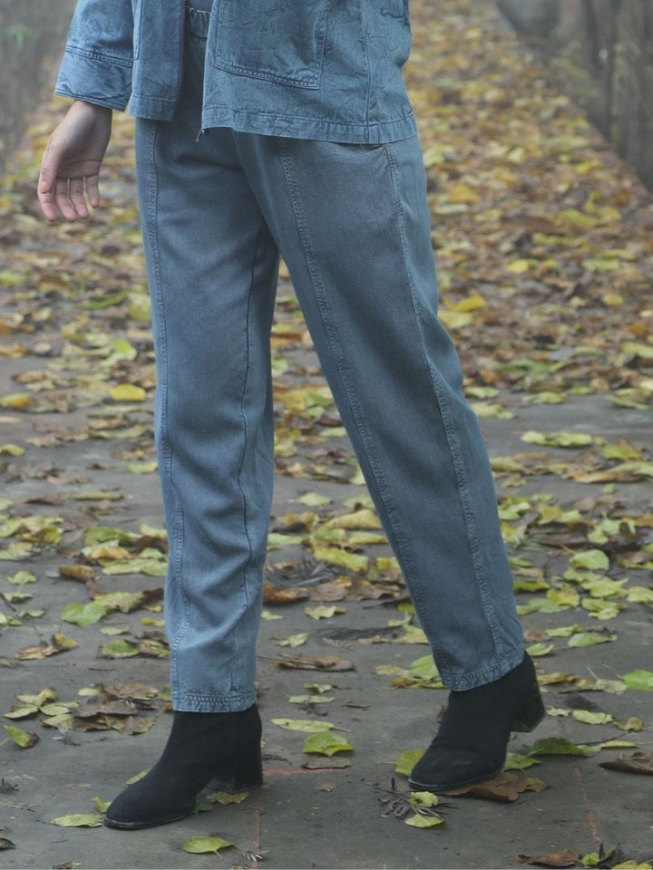 Avani Del Amour Pant Vintage Dyed Straight-Leg Pants – Denim Blue Cotton Twill