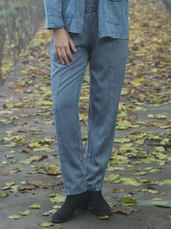 Avani Del Amour Pant Vintage Dyed Straight-Leg Pants – Denim Blue Cotton Twill