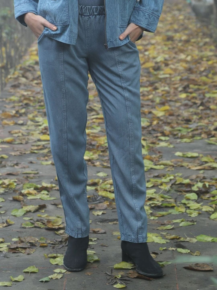 Avani Del Amour Pant Vintage Dyed Straight-Leg Pants – Denim Blue Cotton Twill